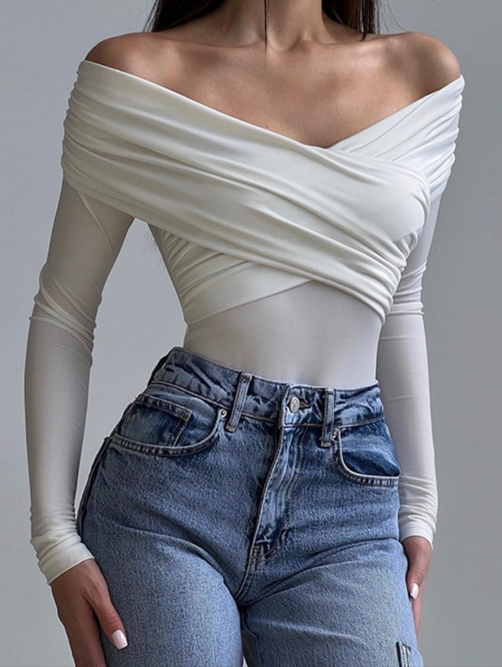 Flirty Fit Off-Shoulder Bodysuit - White